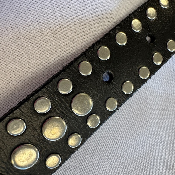 Zara Leather Studded Black Belt Unisex Size 32 - Picture 8 of 12